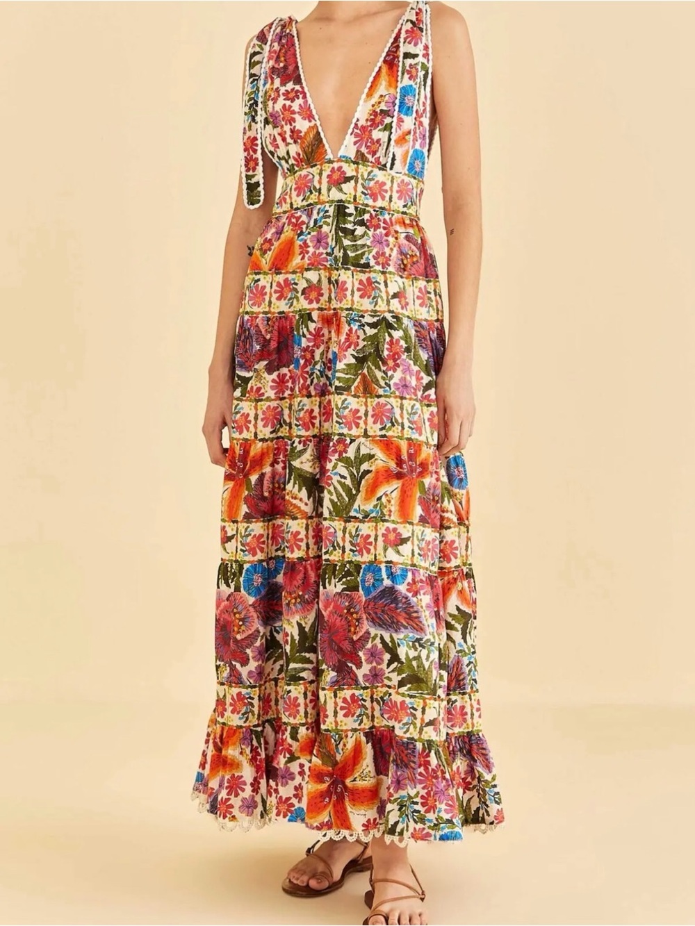 FARM Rio Tropical Yard Sleeveless Midi Dress - size Small